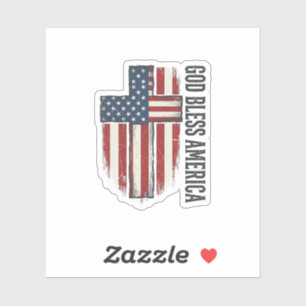 God Bless America Vintage Patriotic Cross Design_1