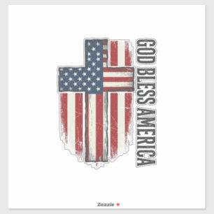 God Bless America Vintage Patriotic Cross Design_1