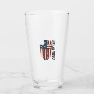 God Bless America Vintage Patriotic Cross Design_1 Glass