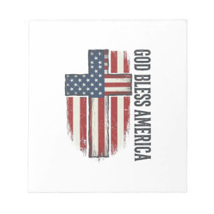 God Bless America Vintage Patriotic Cross Design_1 Notepad
