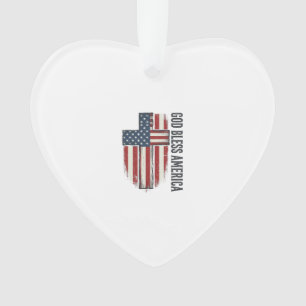 God Bless America Vintage Patriotic Cross Design_1 Ornament