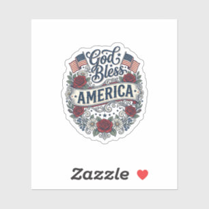 God Bless America Vintage Patriotic Floral