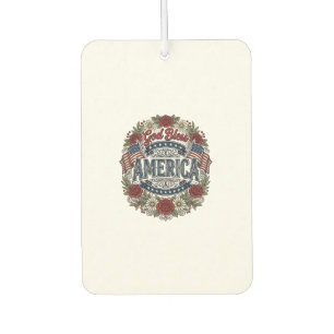God Bless America Vintage Patriotic Floral Car Air Freshener