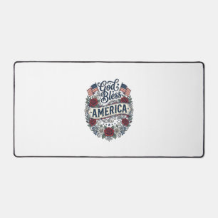 God Bless America Vintage Patriotic Floral Desk Mat