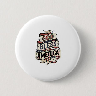God Bless America Vintage Patriotic Vector Design_ 6 Cm Round Badge