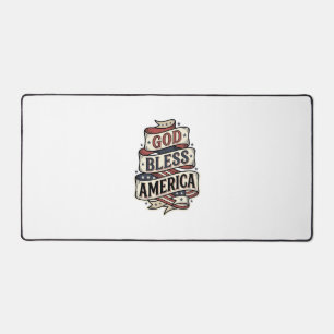 God Bless America Vintage Patriotic Vector Design_ Desk Mat