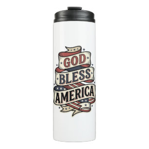 God Bless America Vintage Patriotic Vector Design_ Thermal Tumbler