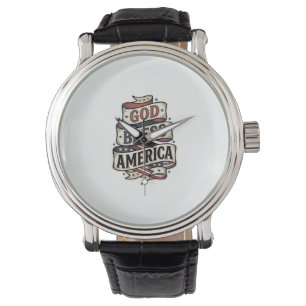 God Bless America Vintage Patriotic Vector Design_ Watch