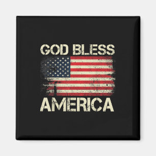 God Bless America With American Flag Memorial Day  Magnet