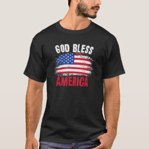 God Bless America With American Flags Happy 4th Of T-Shirt