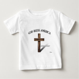 GOD BLESS AMERICA with rugged cross Baby T-Shirt