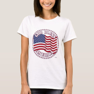 God Bless America With USA Flag And 50 Stars T-Shirt