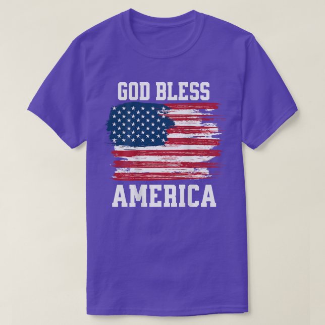 God Bless AmericaPrinted on Back  T-Shirt (Design Front)