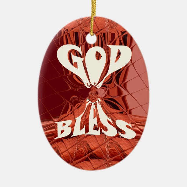 God Bless Art Print Ceramic Tree Decoration (Front)