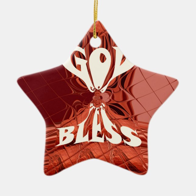 God Bless Art Print Ceramic Tree Decoration (Front)