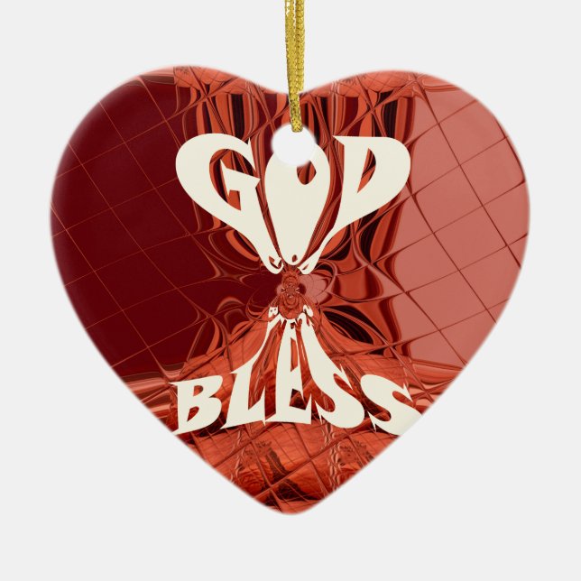 God Bless Art Print Ceramic Tree Decoration (Front)