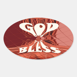 God Bless Art Print Oval Sticker