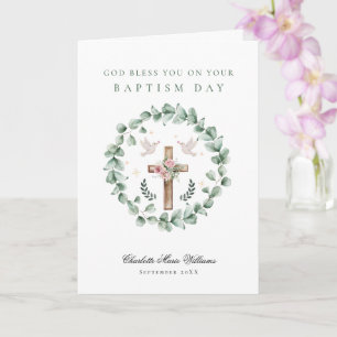 God Bless Baptism Dove Eucalytus Card