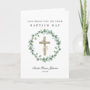 God Bless Baptism Eucalytus Card