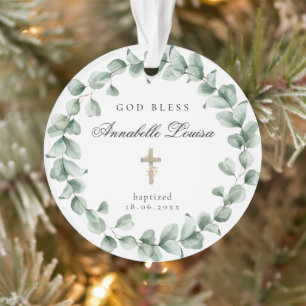 God Bless Baptism Eucalytus Ornament