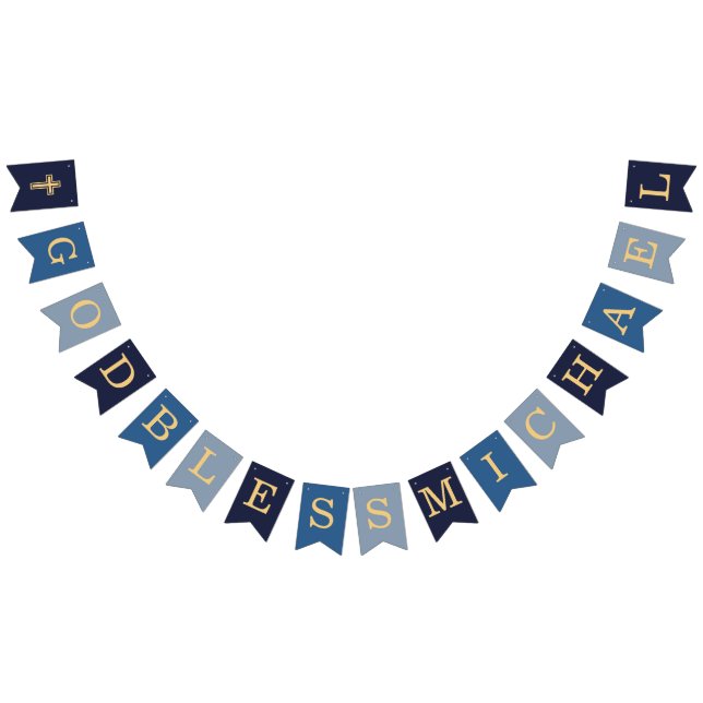 God Bless Boy Blue 7 Letters Baptism Communion Bunting (All)
