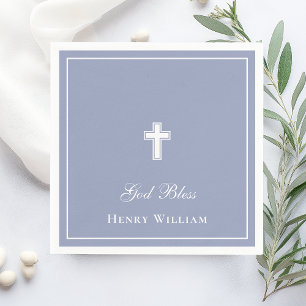 God Bless Cross Boy Baptism Napkin