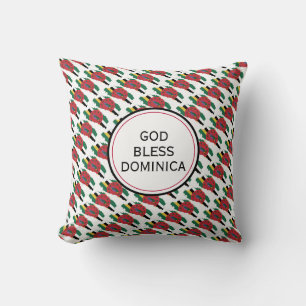 GOD BLESS DOMINICA Inspirational Dominican Flag Cushion