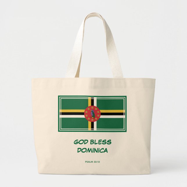 GOD BLESS DOMINICA | Patriotic | Dominican Flag Large Tote Bag (Front)