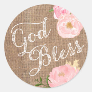 God Bless favour sticker, Baptism Christening favo Classic Round Sticker