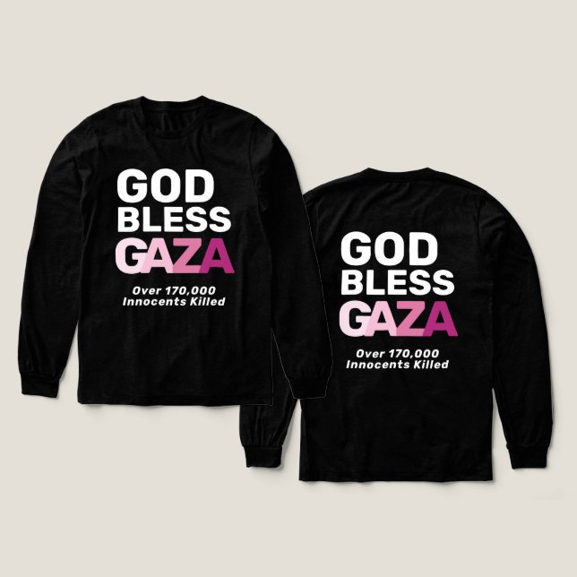 God Bless Gaza Anti-War Honoring Innocent Lives Tri-Blend Shirt (Design Front & Back)