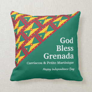 GOD BLESS GRENADA Custom Text GREEN Cushion