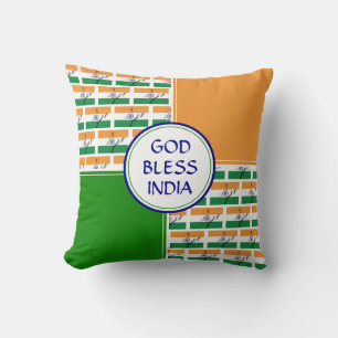 God Bless INDIA FLAG  Cushion