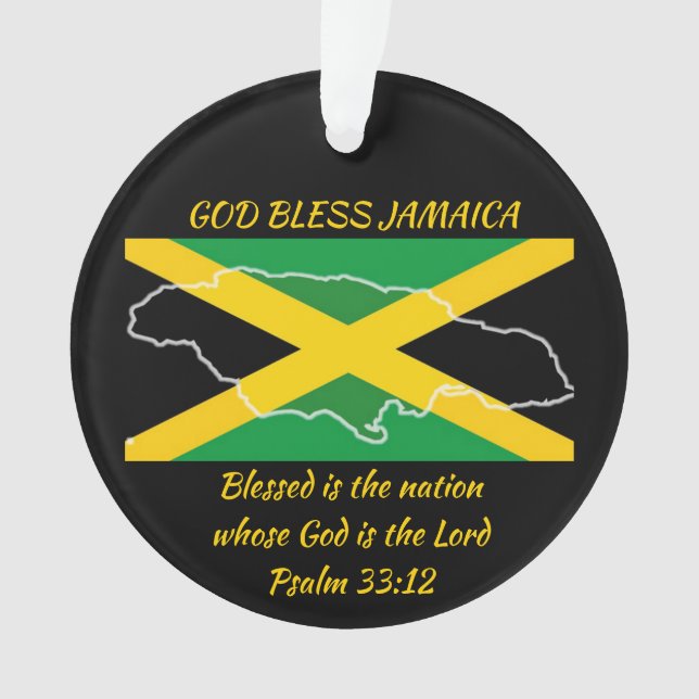 God Bless JAMAICA Patriotic Flag Personalised Ornament (Front)