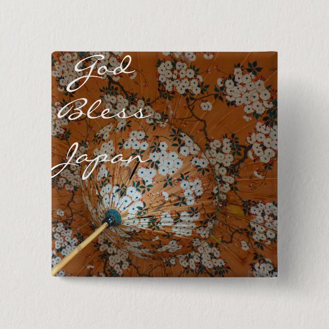 god bless japan 15 cm square badge (Front)
