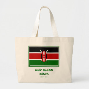 GOD BLESS KENYA Patriotic Kenyan Flag Large Tote Bag