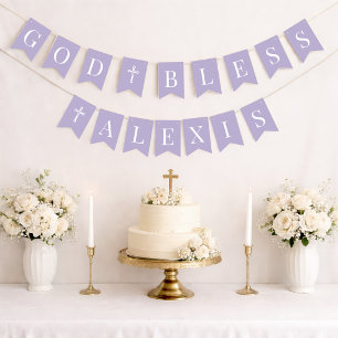 God Bless Lavender 6 Letters Baptism Communion Bunting