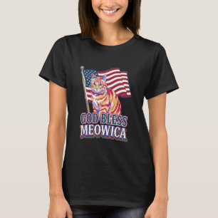 God Bless Meowica Funny Patriotic Cat Design T-Shirt