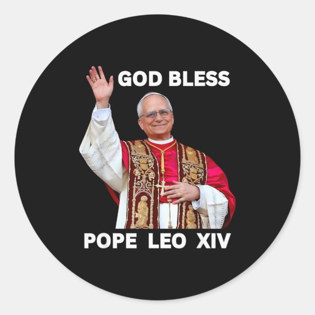 God Bless New Pe Leo Xiv Catholic Church Faith Sun Classic Round Sticker (Front)