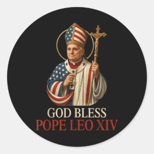 God Bless New Pope Leo Xiv Catholic Church Faith S Classic Round Sticker