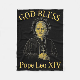 God Bless New Pope Leo Xiv Catholic Church Faith S Fleece Blanket