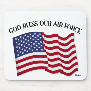 GOD BLESS OUR AIR FORCE with US flag Mouse Pad