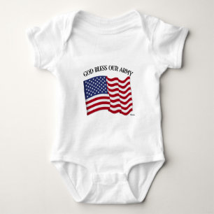 GOD BLESS OUR ARMY with US flag Baby Bodysuit