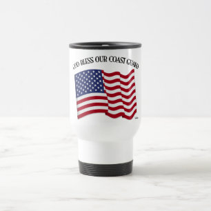 God Bless Our Coast Guard with USA Flag Travel Mug