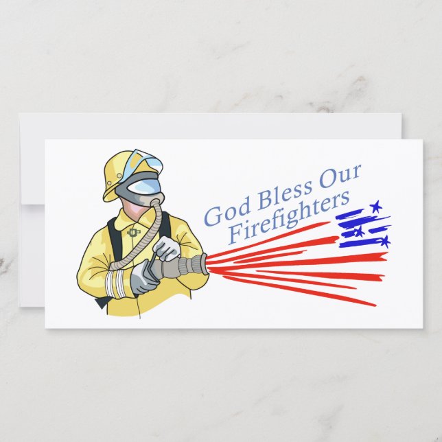 God Bless Our Firefighters Thank You Card (Front)