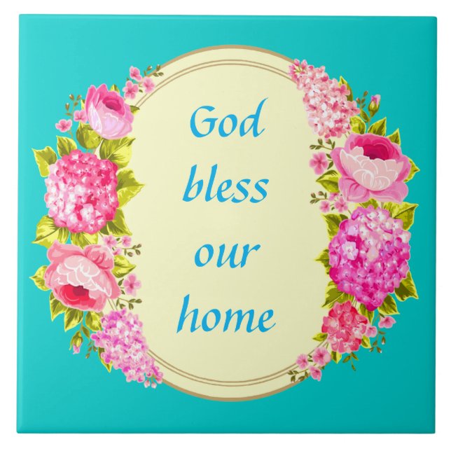 God Bless Our Home Ceramic Tile (Front)