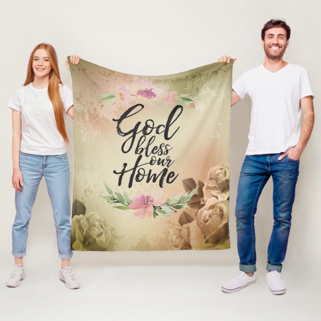 God bless our home fleece blanket (In Situ)