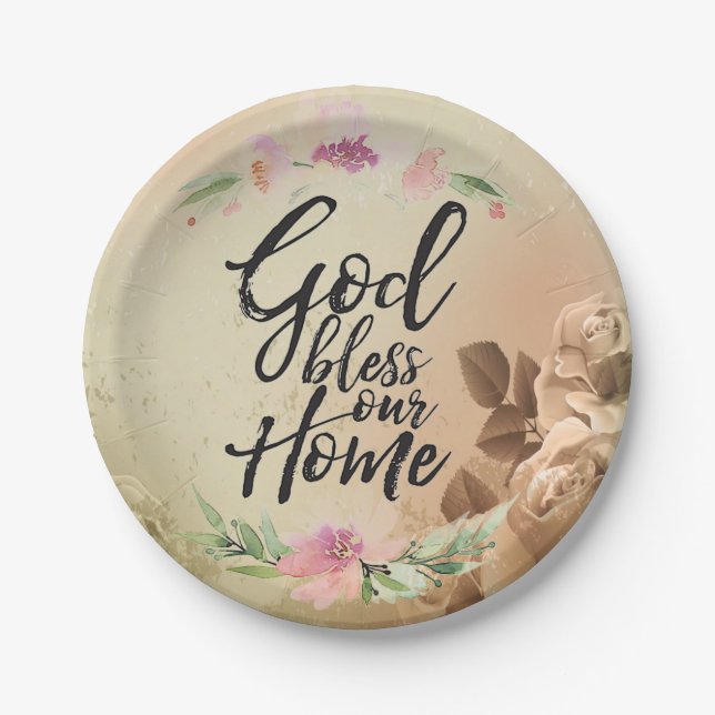 God bless our home paper plate (Front)