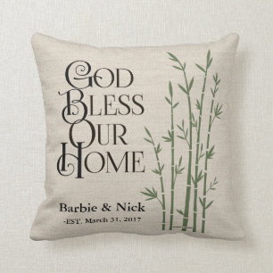 God Bless Our Home: Personalised Cushion