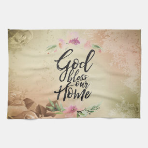 God bless our home tea towel