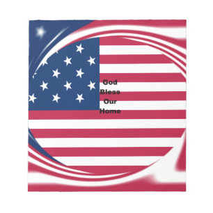 God Bless Our Home: USA Flag Swirl Art Notepad